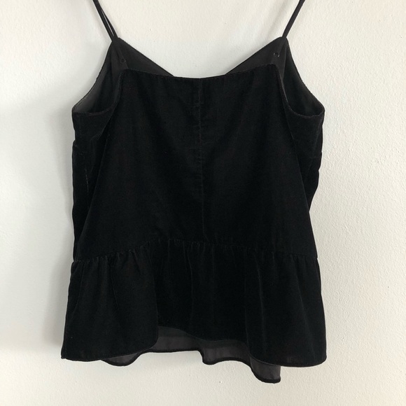 J.Crew black velvet ruffle peplum cami size 6 - Picture 6 of 8